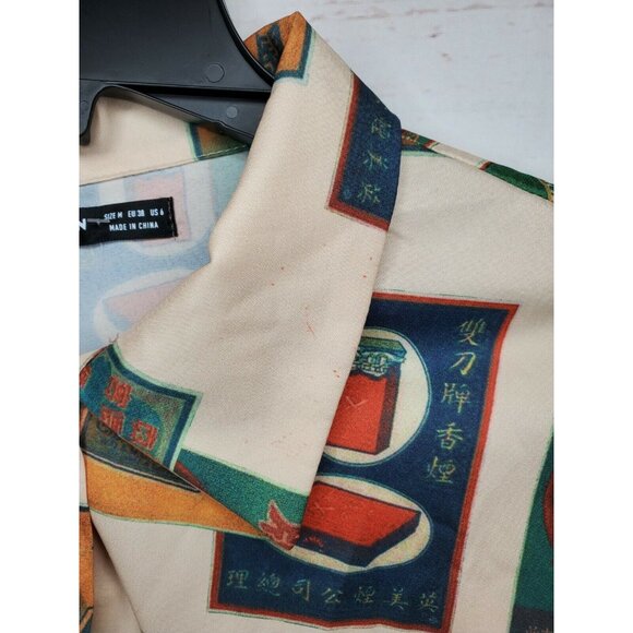 Shein Short Sleeve Button-Up Shirt with Rare Graphics - Medium 6, Multi-Colored - Picture 2 of 12